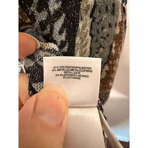 Kasper Tank Top Black Brown Gray Geometric with Metallic Thread Womans XL - Picture 4 of 5